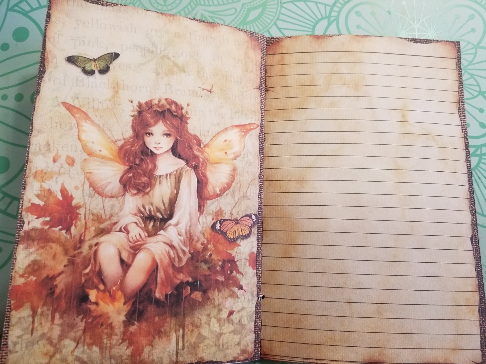 Junk Journal Blank Booklet “FOREST FAIRIES” HANDMADE FULL SIZED 9X6 40pgs