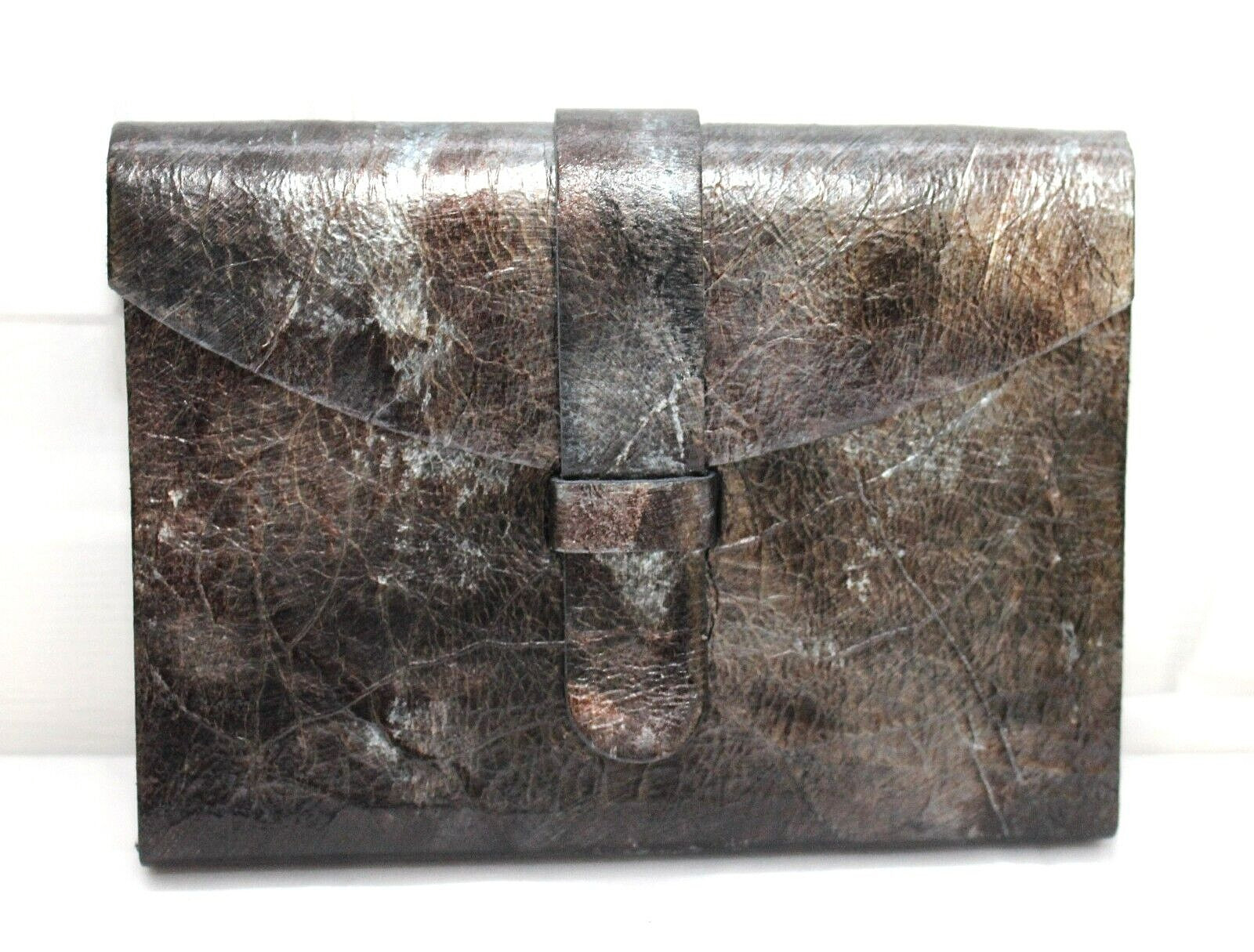 Papyrus Bronze Silver Metallic Leather Small Journal + Box & Pouch NEW