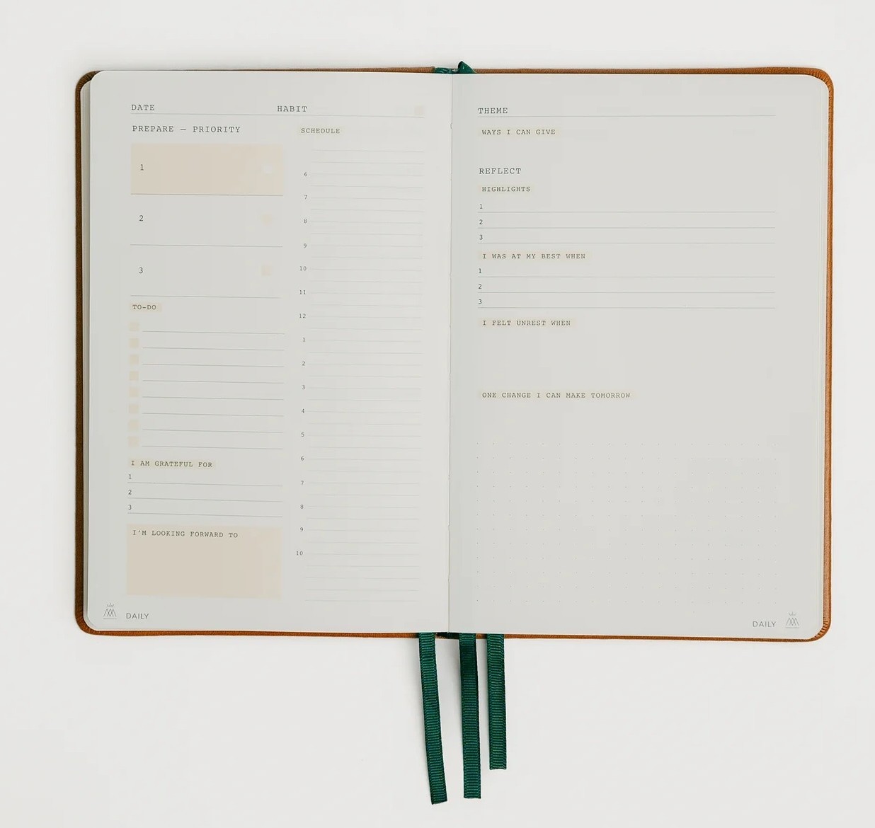 NEW MONK MANUAL 90-day planner, 260 Pages Vegan Brown Leather Journal
