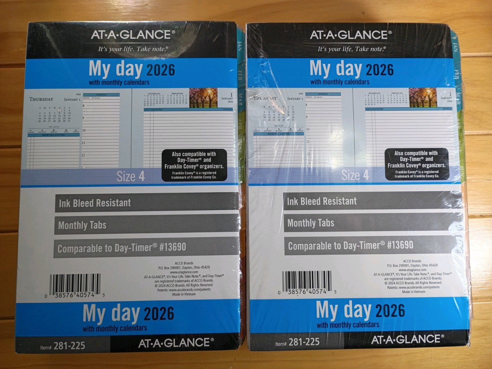 2x At-A-GLANCE My Day Size 4 Planner With Monthly Calendas #281-225