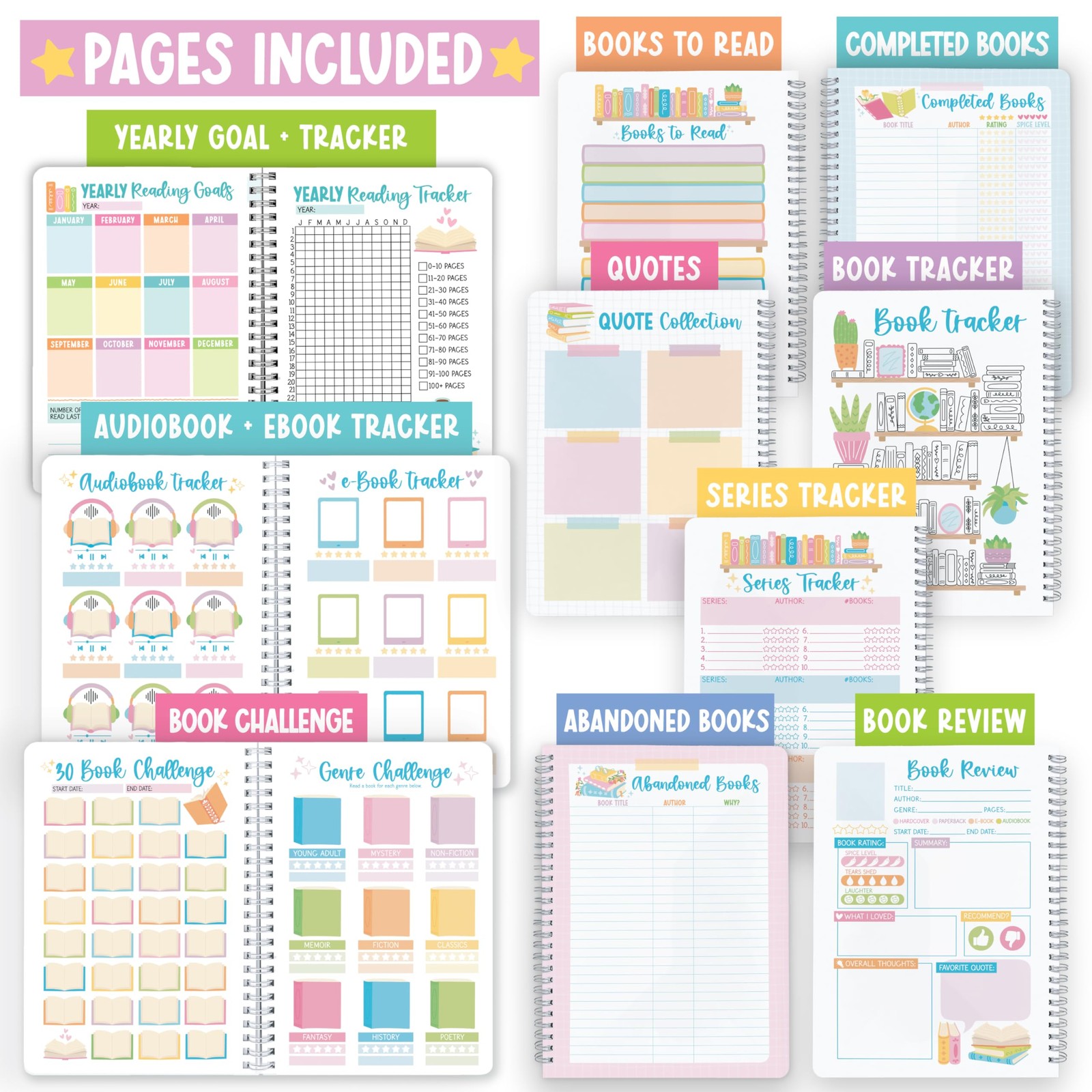 Reading Book Journal Log Tracker Review Rating Women Adult Gift Designed USA