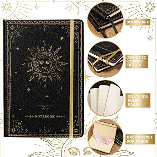 Artfan Ruled Notebook/Journal – Premium Thick Paper Faux Leather Classic BLACK1