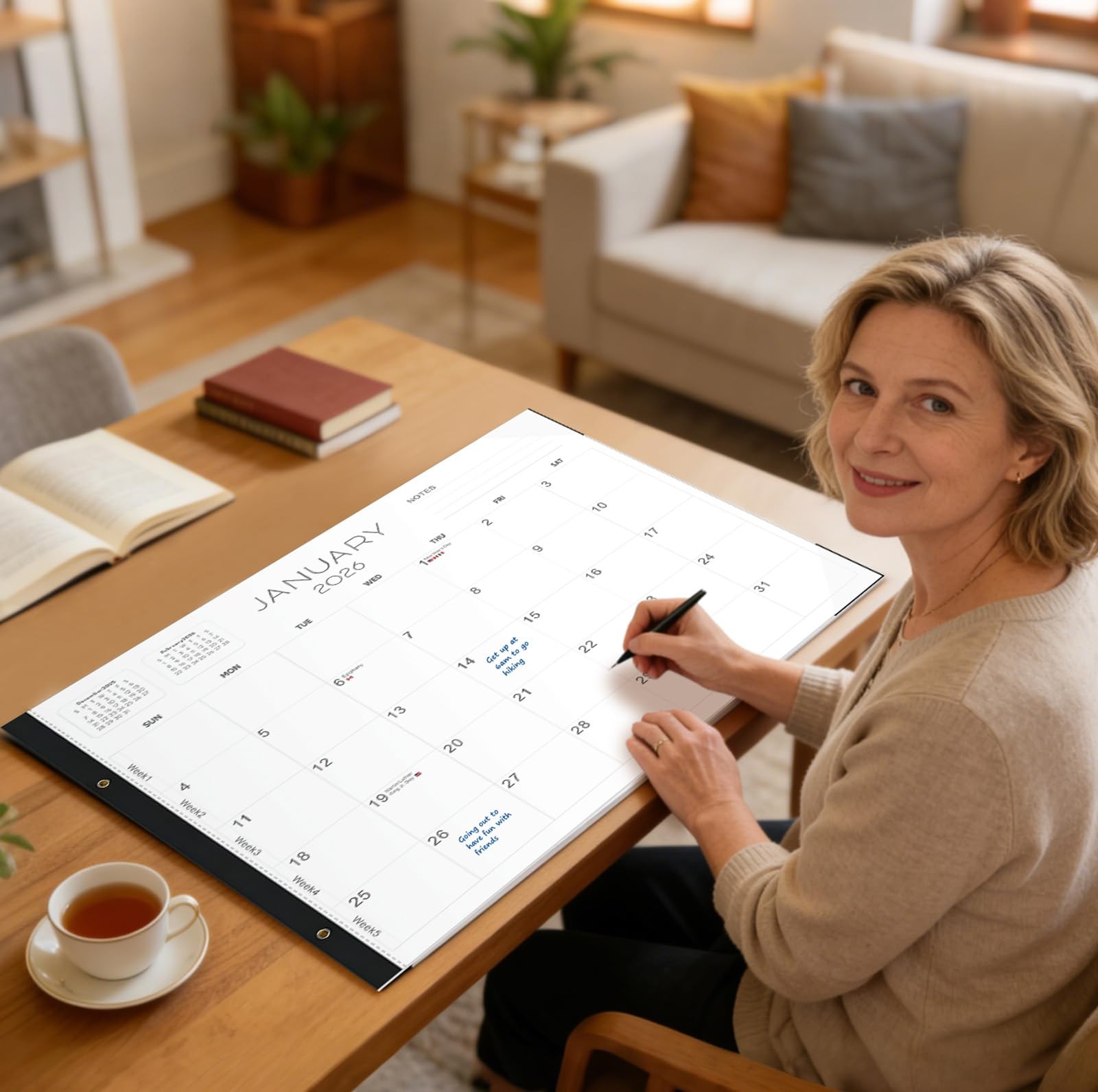 2026 Desk Calendar Large 22×17 – 22″W x 17″H, Concise (Jan 2026 – June 2027)