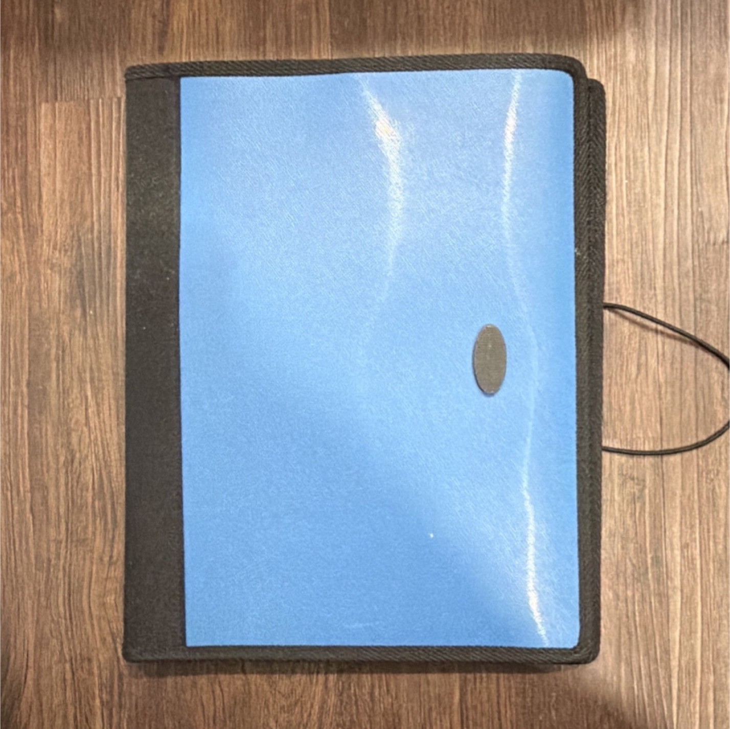 Blue and Black Organizer with Multiple Pockets and Notepad