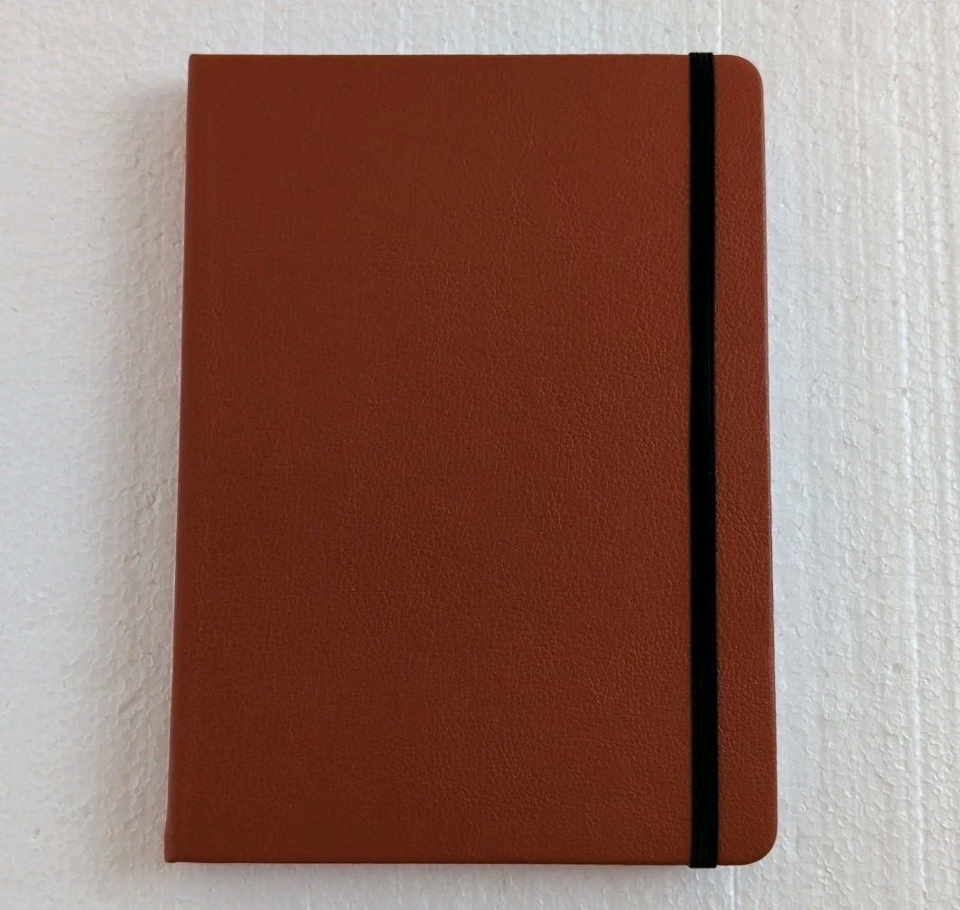 Dot Grid Bullet Journal Hard Cover Notebook Vegan Leather Cover & Elastic Close
