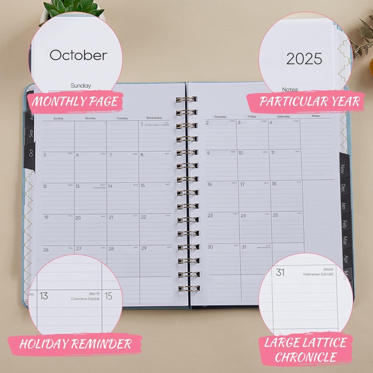 Academic Planner 2025-2026 Purple Faux Leather Weekly Monthly 6.4×8.5