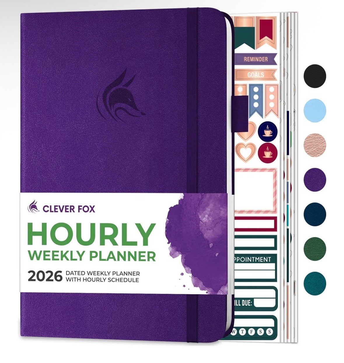 Clever Fox | Dated Hourly Weekly Planner 2026 | A5 5.8”x8.3” | Purple | SEALED