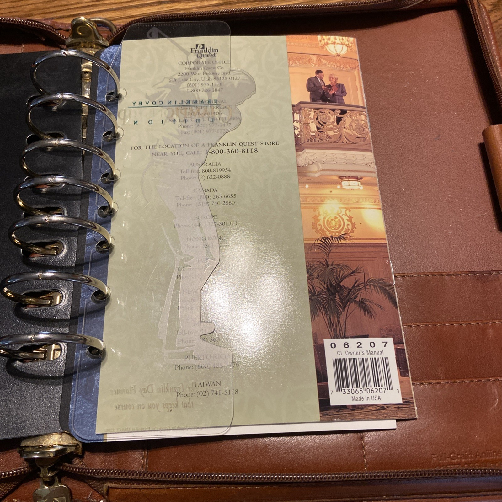 Vintage Franklin Quest Full Grain Aniline Leather Zip Planner Organizer Binder