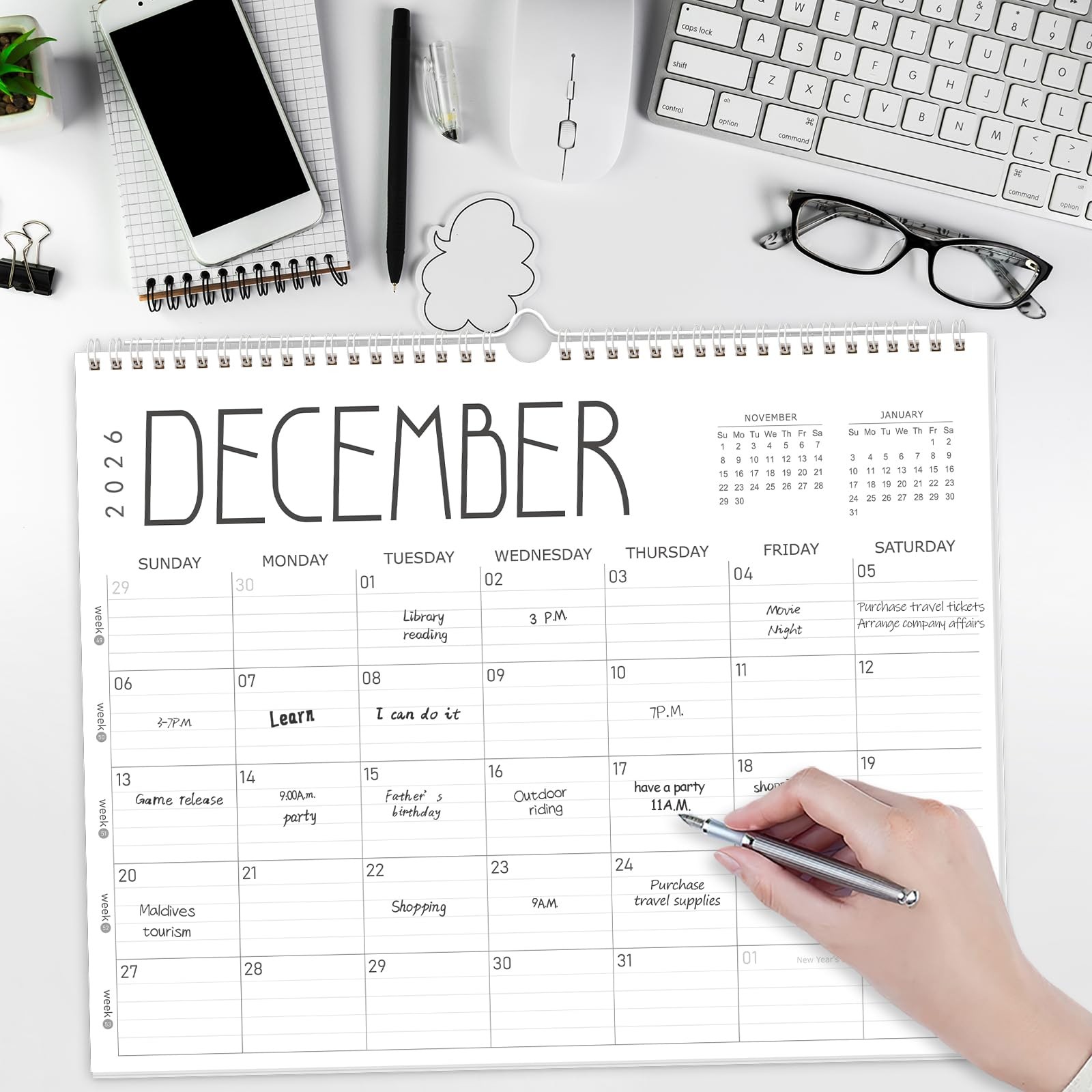 GuassLee Wall Calendar 2026, 2026-2027 14″x11″, Jun 12month