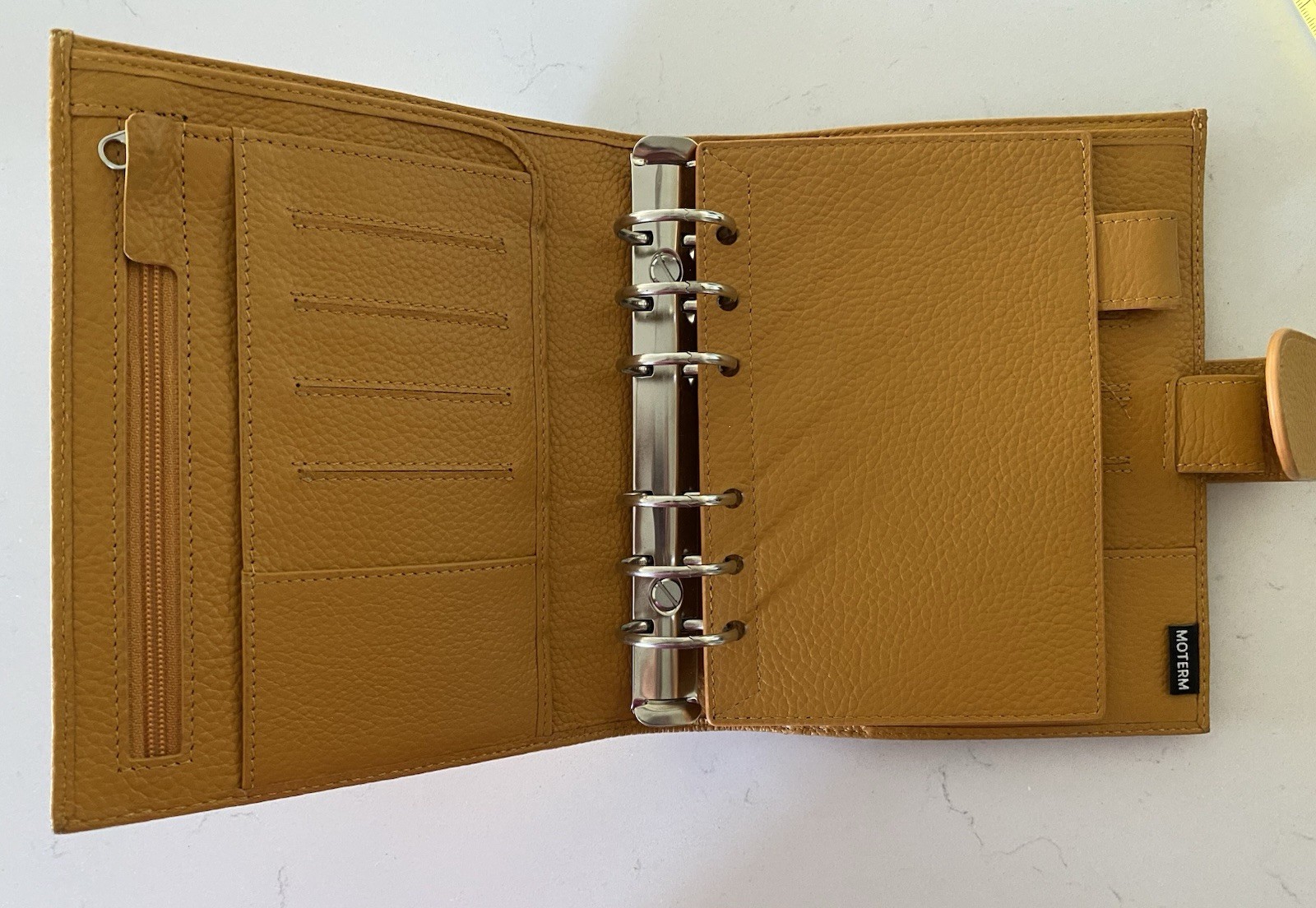 Moterm Pocket Size 6-Ring Leather Planner Mustard Yellow Pebbled Leather