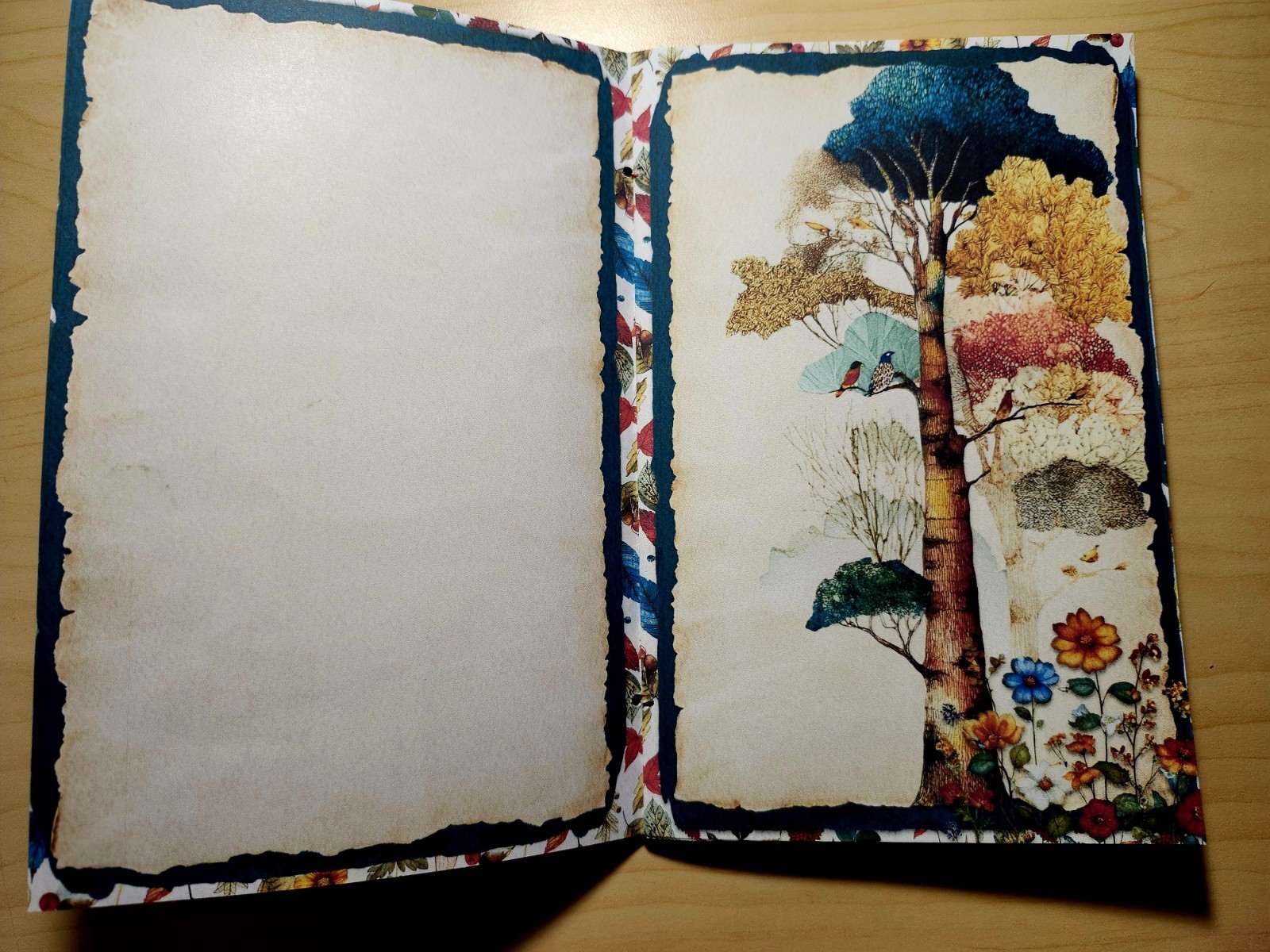 Junk Journal Booklet “FOLKLORE” Handmade Botanical Wildflowers Lg 8.5″x5.5″ 40pg