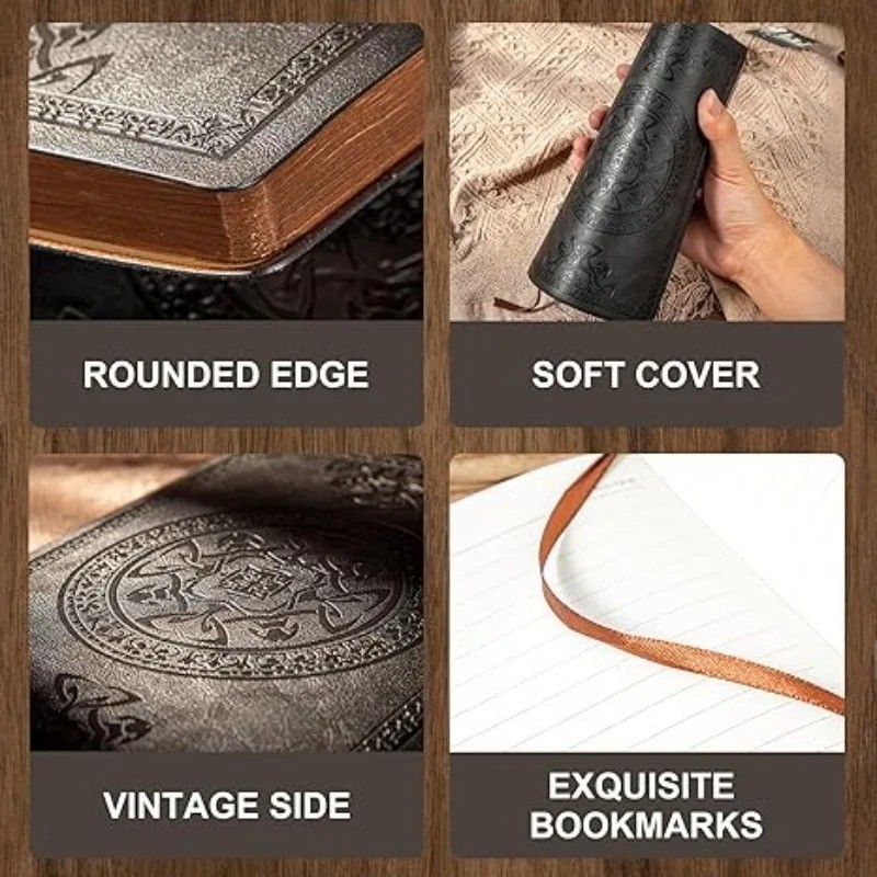 Vintage PU Leather Notebook Journal Diary Pocket Notepad 280 Pages A6 Size