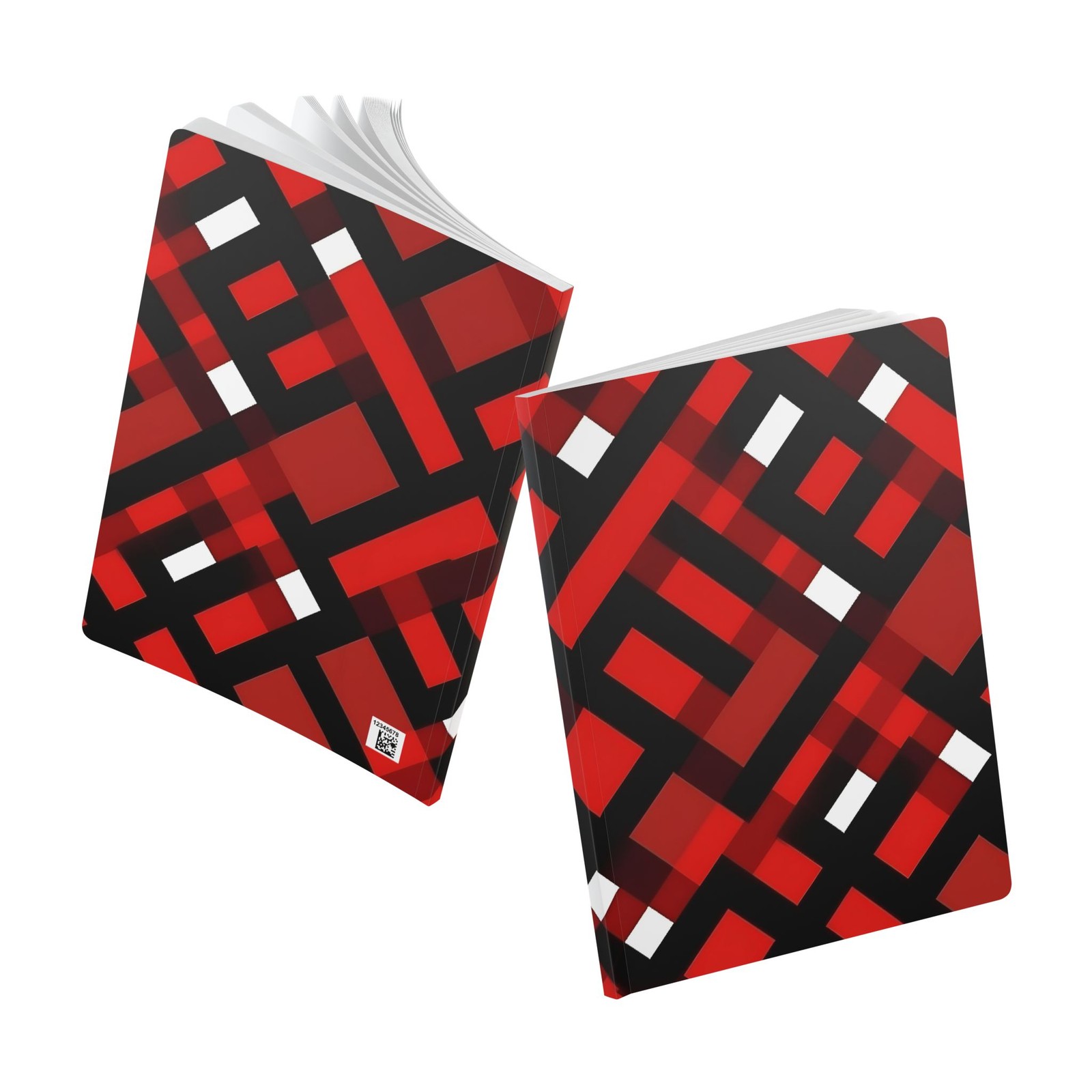 Red Black Geometric Pattern Softcover Journal