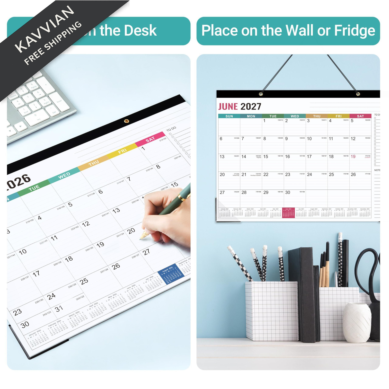 Desk Calendar 2026-2027 – Calendar, July 2026 – multicolored