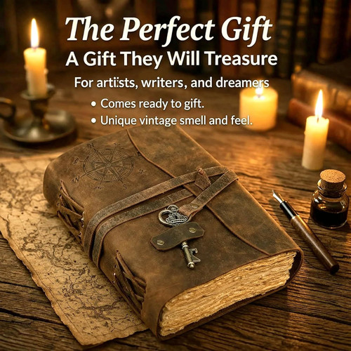 cuero Compass Vintage Leather Journal Antique 4 Inch X 6 Inch, Brown