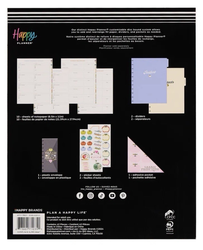Happy planner – Mod TEACHER, PARENT & STUDENT INFO – BIG ACCESSORY PACK 42 PCS