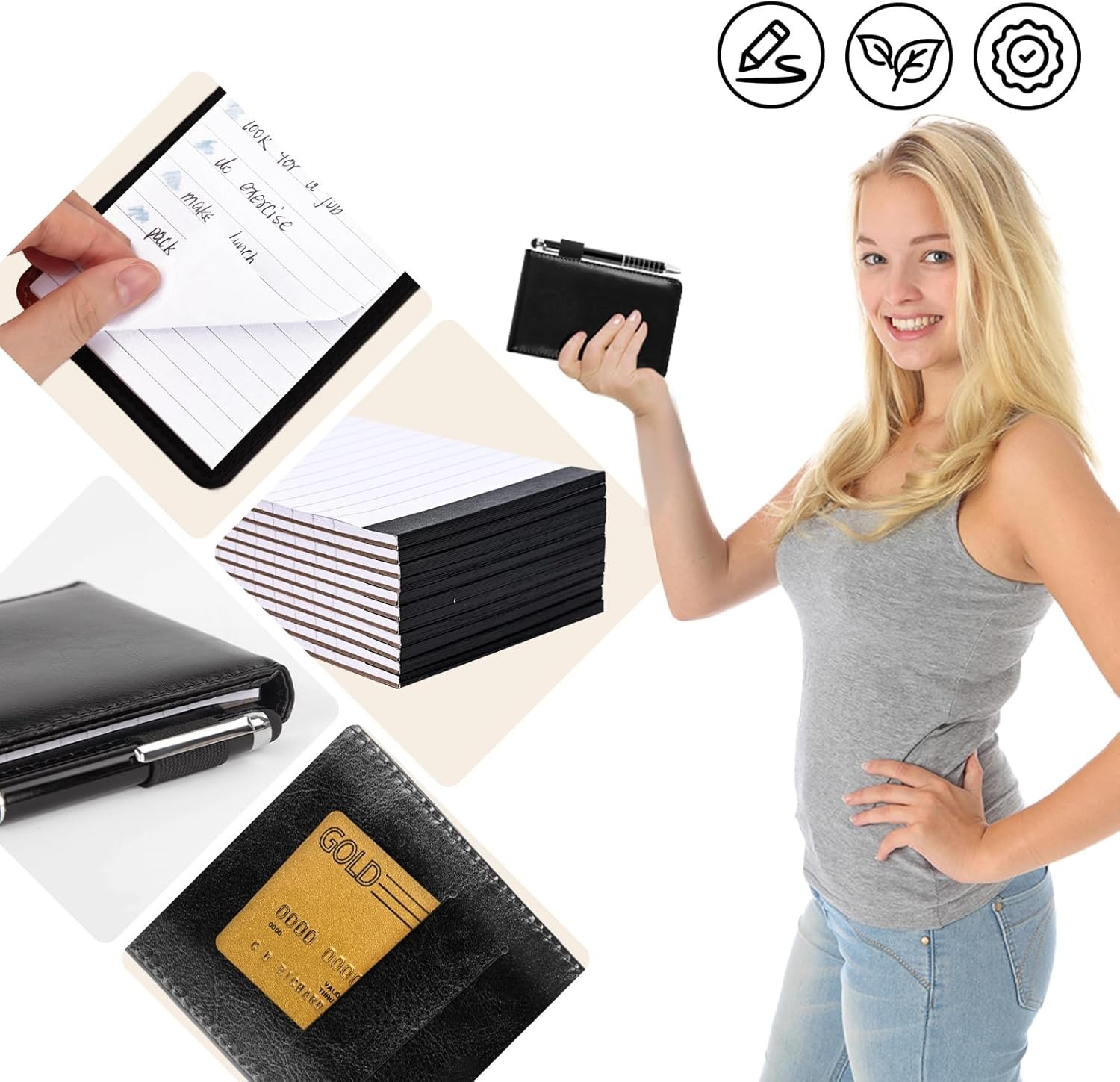 PU Leather Memo Pad with Calculator Working Small Notebook Notepad with black
