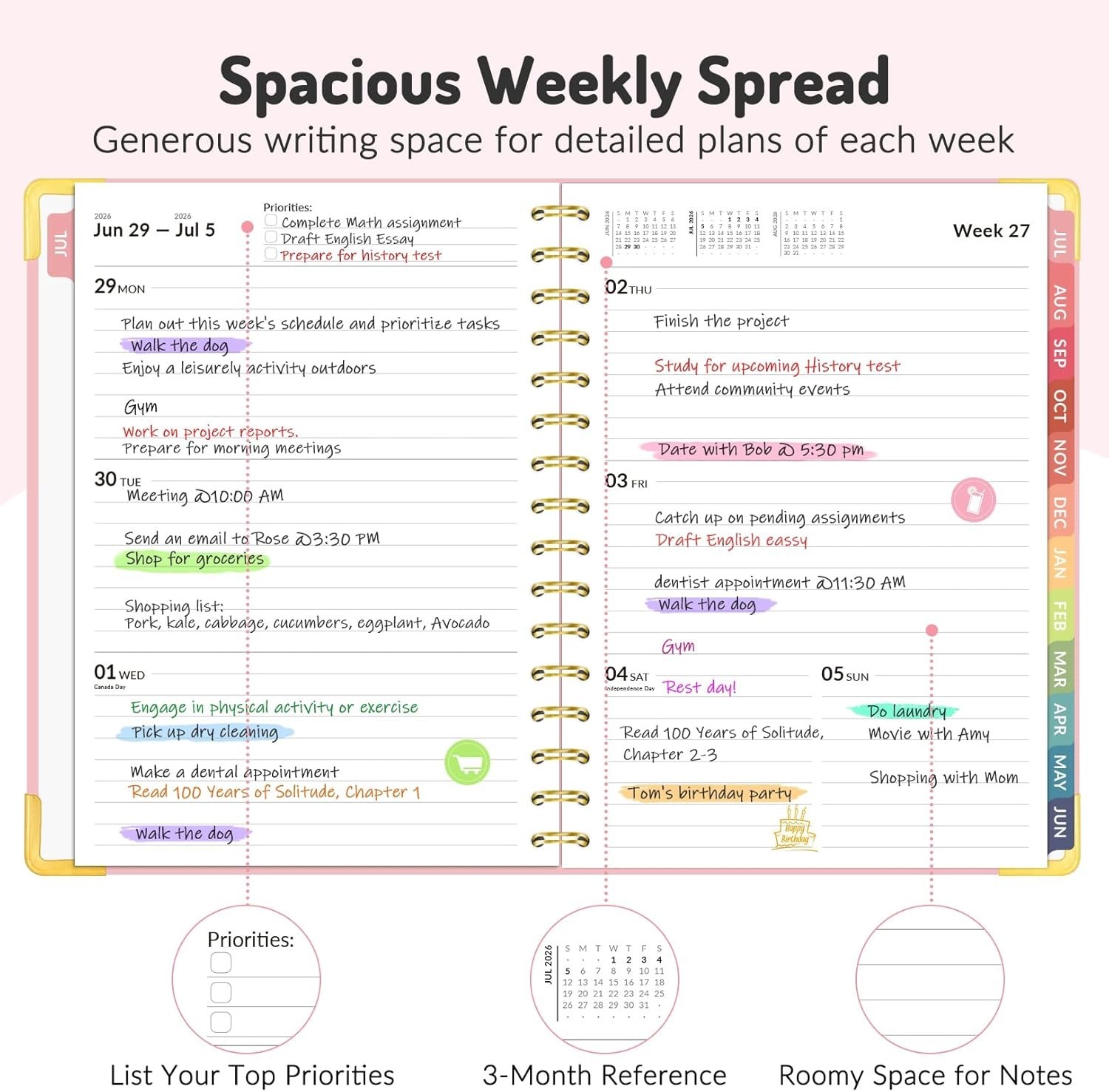 Student Teacher Planner 2026-2027, A5 Spiral-bound