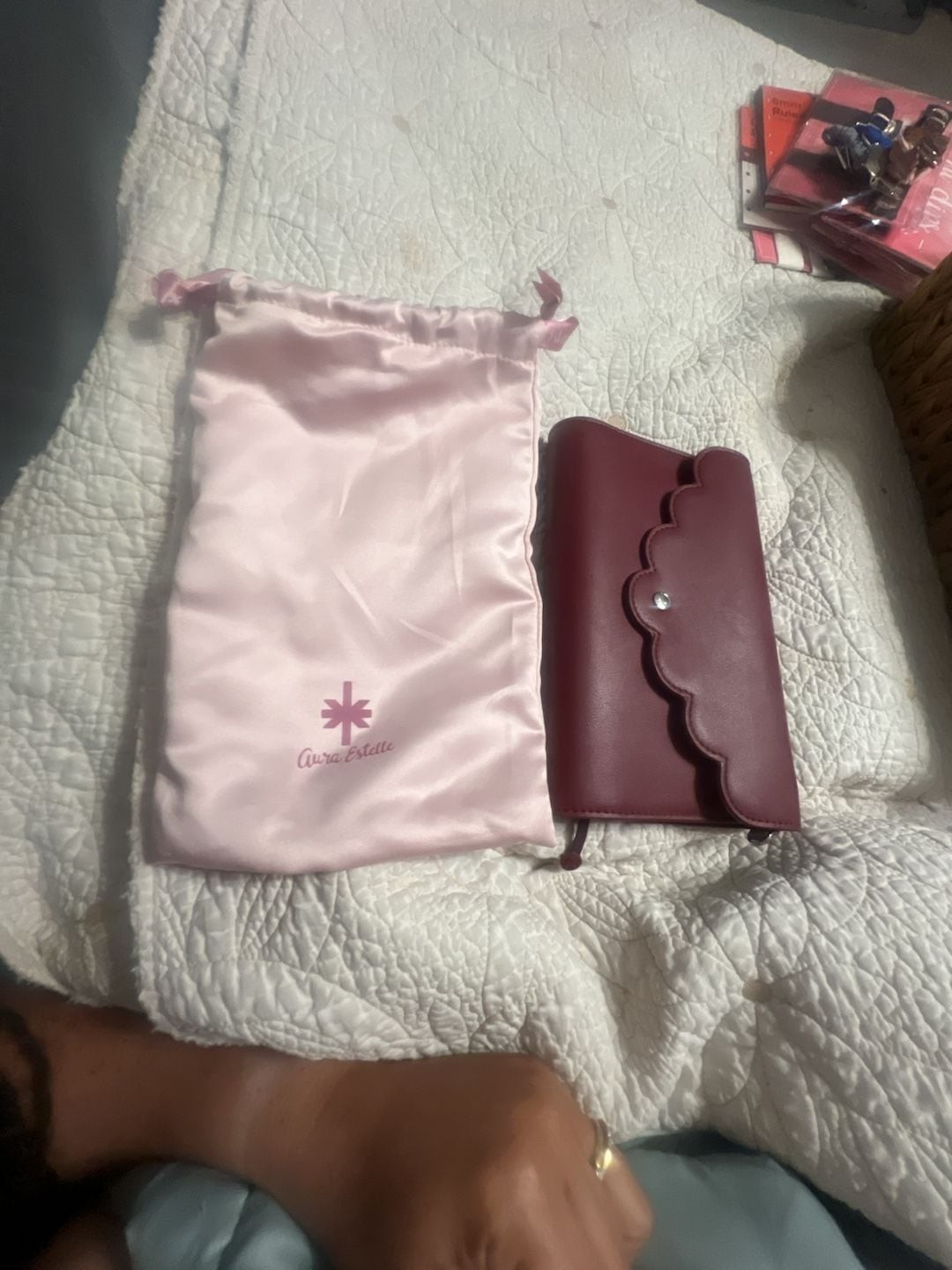 Aura Estelle Airy Scalloped Leather Passport Planner Cover