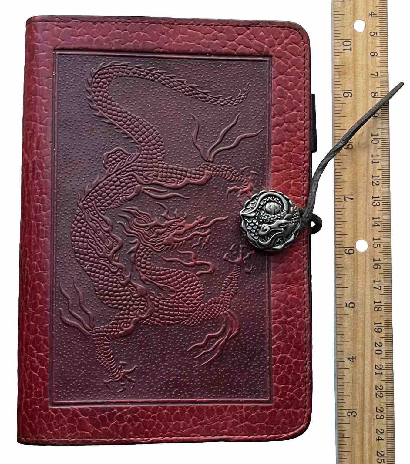 Stunning Red Leather Dragon 龍 Oberon Design 6-Ring Day Planner!