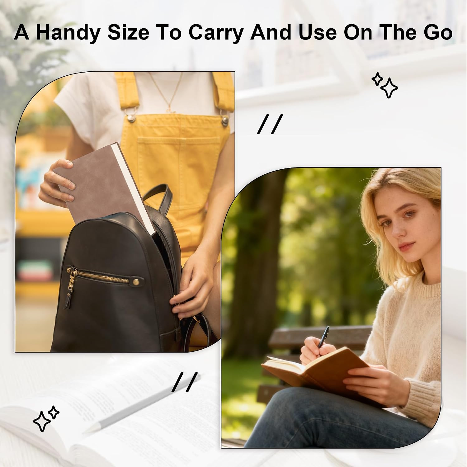 Thick Blank Journal Notebook 400 Pages 3.9 × 5.5 No Lines Soft Leather Pocket Bl