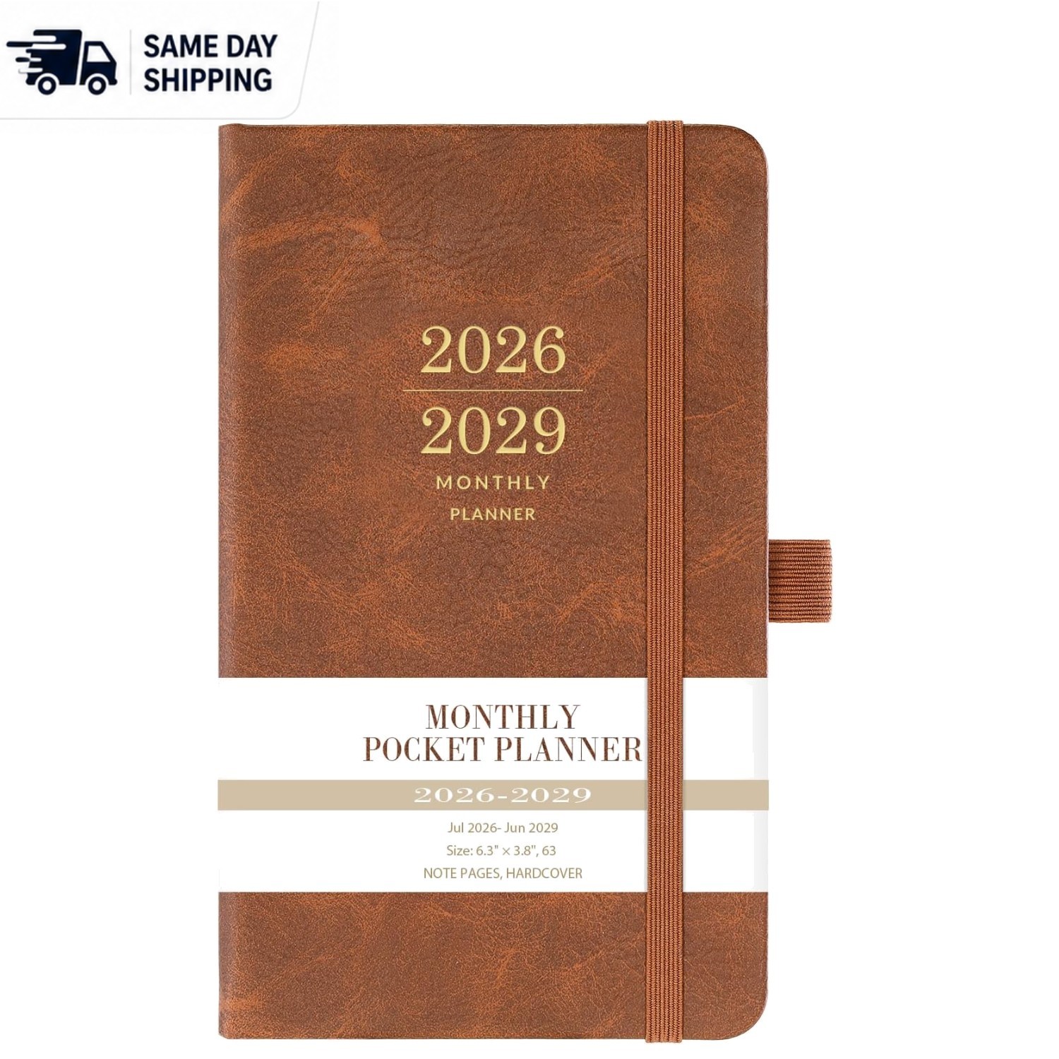 Elegant 2026-2029 Monthly Planner – Portable Faux Leather Organizer, 3.8″ x 6.3″