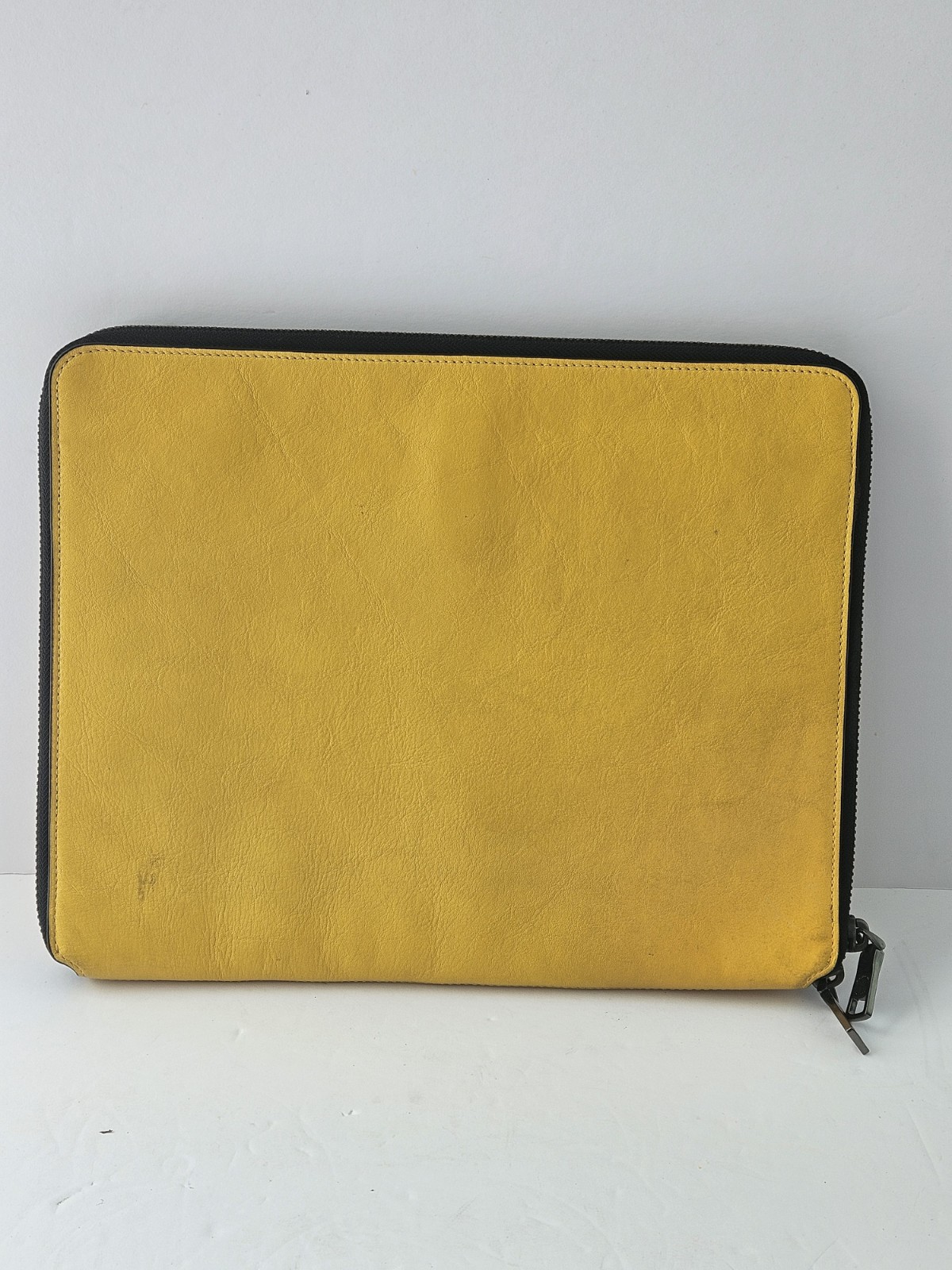 Coach Portfolio Zip Around Yellow Leather Front Pocket