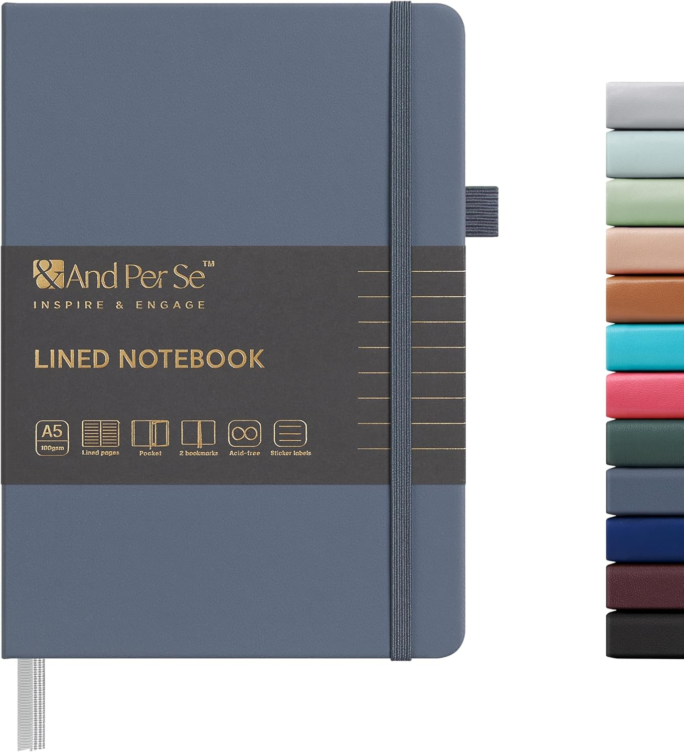 Lined Journal Notebook, 160 Pages, A5 5.7 X 8 Inches College Ruled Thick Paper N