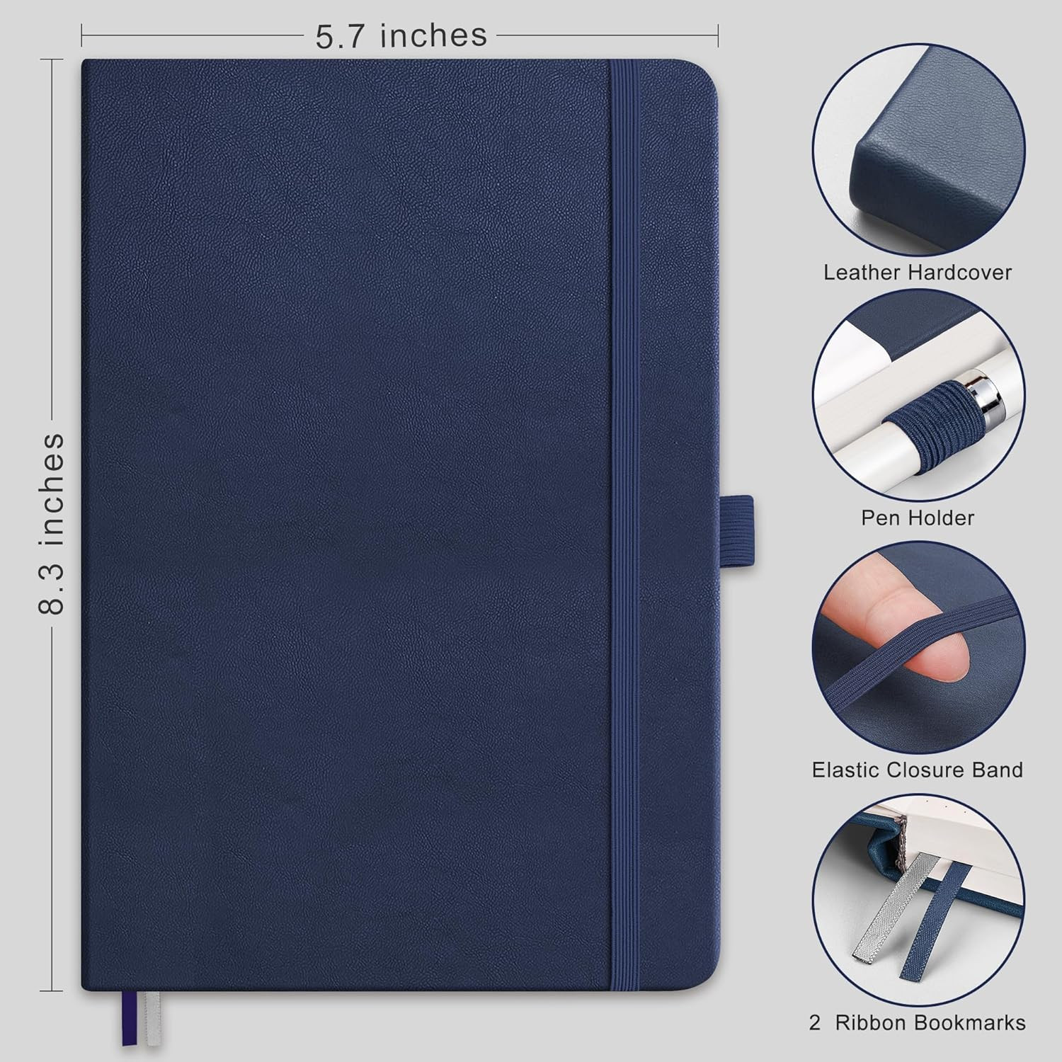 Lined Journal Notebook, 2-Pack, 192 Numbered Pages per Pack, A5 Medium Size (5.7