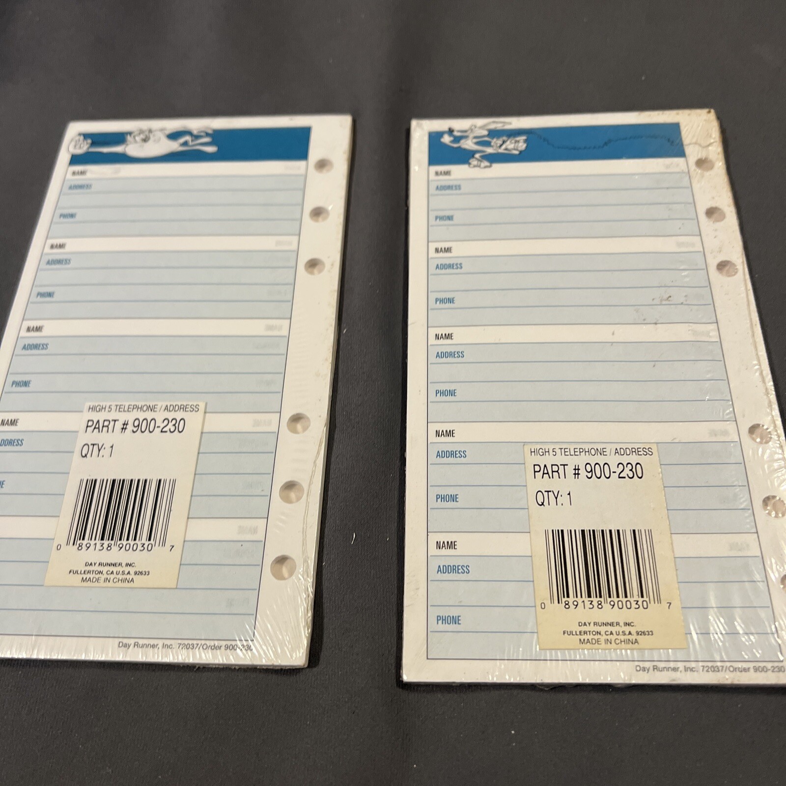 Vintage (1996) Day Runner Looney Too Ns Telephone/address Inserts For Planner