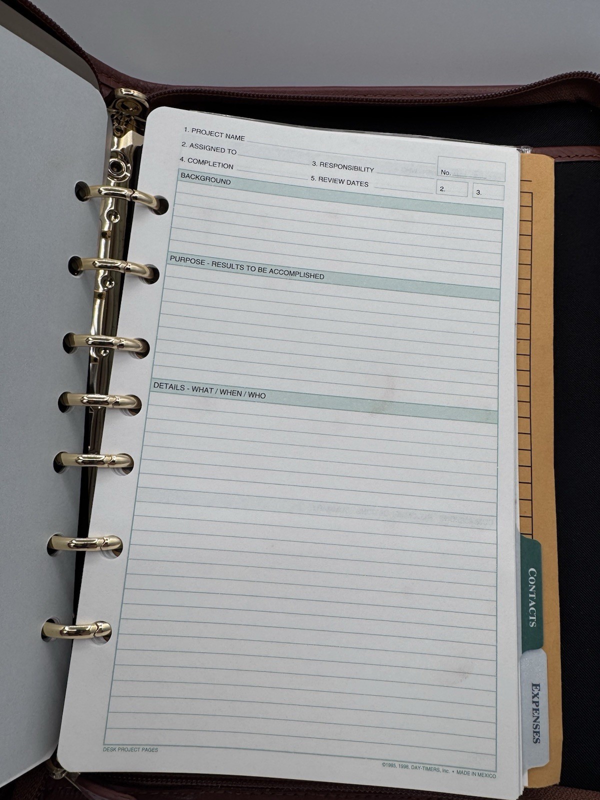 Vintage Day-Timer 2 Tone Zip Around Planner Organizer 7 Ring Binder Inserts 90’s