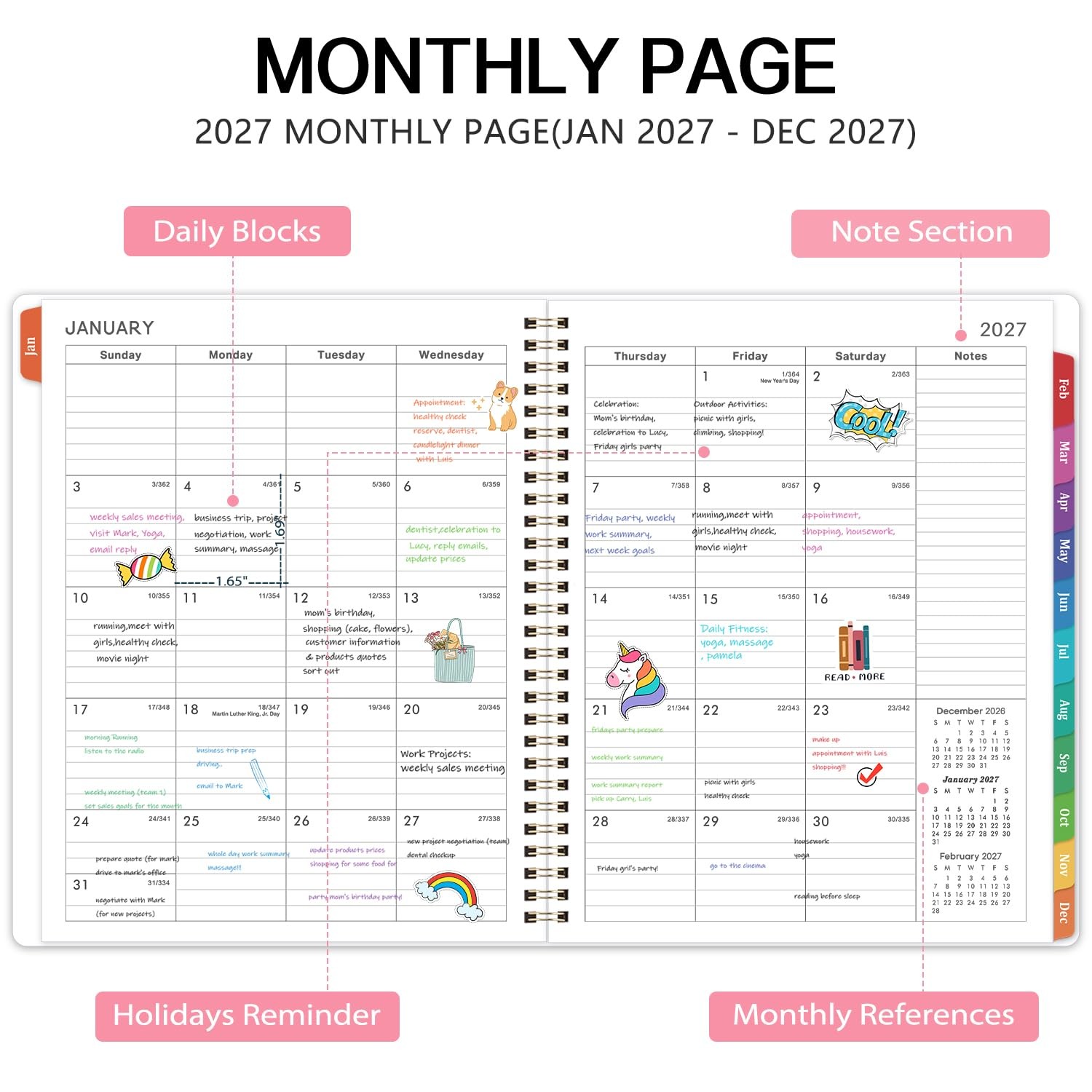 2027 Planner – Jan. 2027 – Dec. 2027, 8″ x 10″, Planner 2027 Weekly and Month…