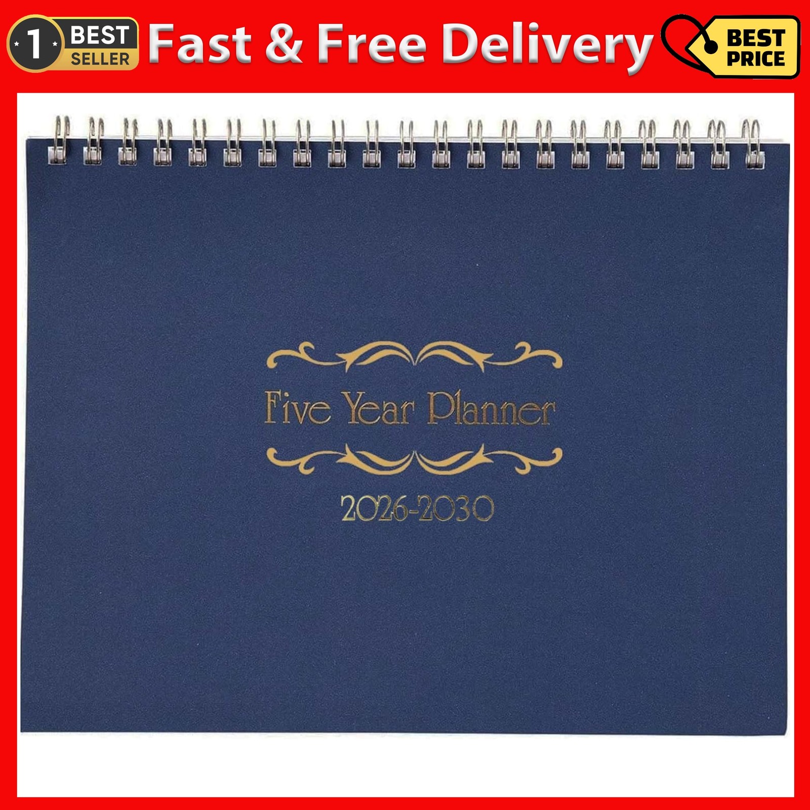 5 Year Calendar Planner Blue 2026-2030