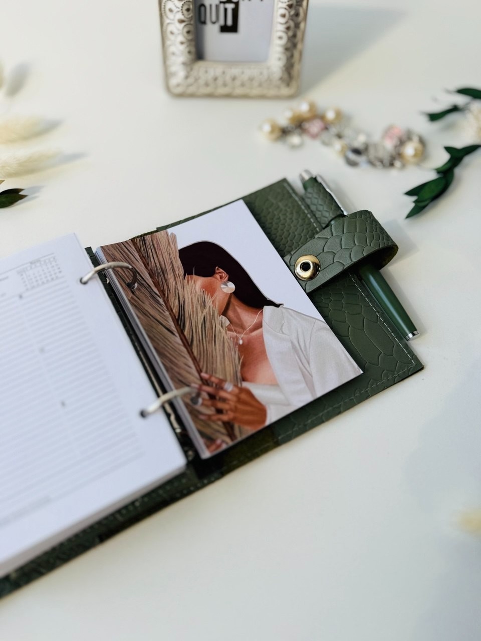 Natural Leather notebook cover A7 2 rings mini wallet. Dated 2026 planner gift.