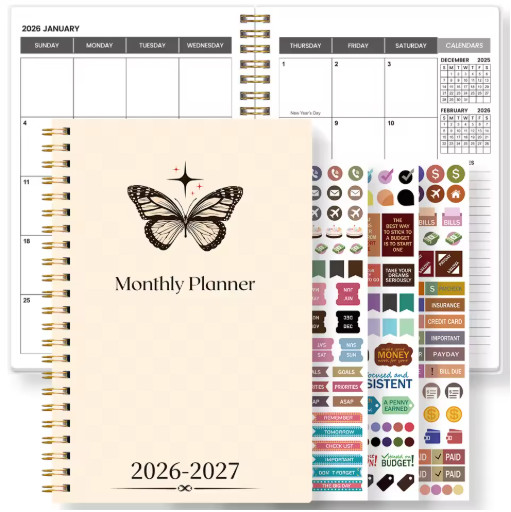 A5 2026-2027 Weekly Monthly Planner Spiral Calendar Notes Organizer School Offic