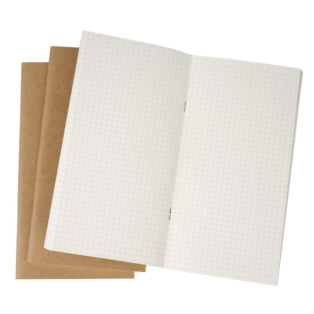 Travelers’ Notebook Refills Insert, Set of 3(Grid, Standard Size, 100gsm)