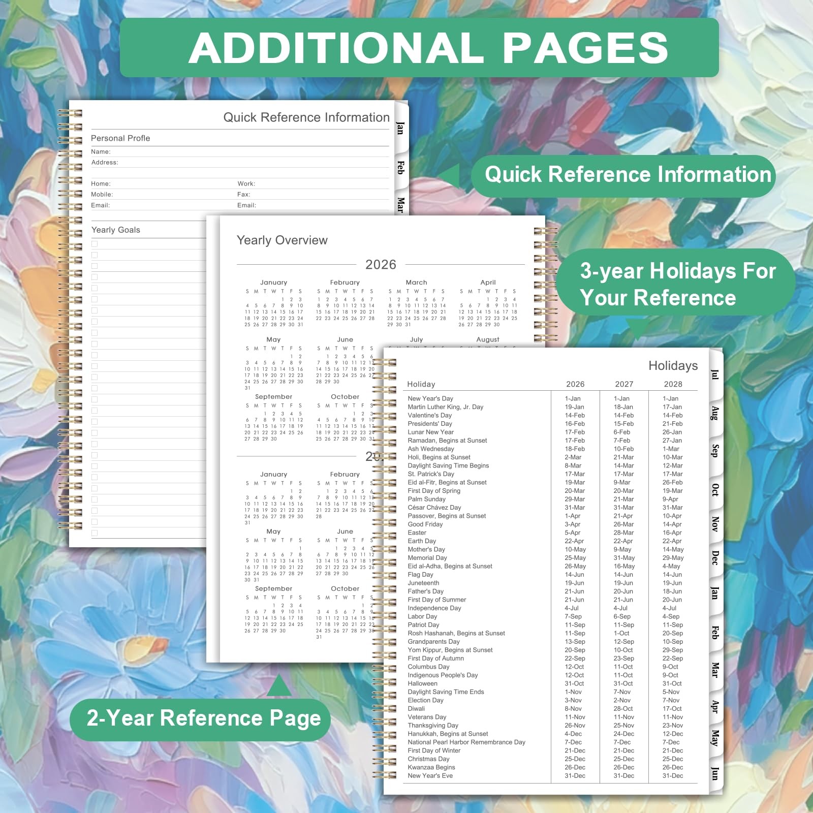 Planner 2026-2027,2026-2027 Weekly and 8.5″ x 11″ x 0.5″, Green