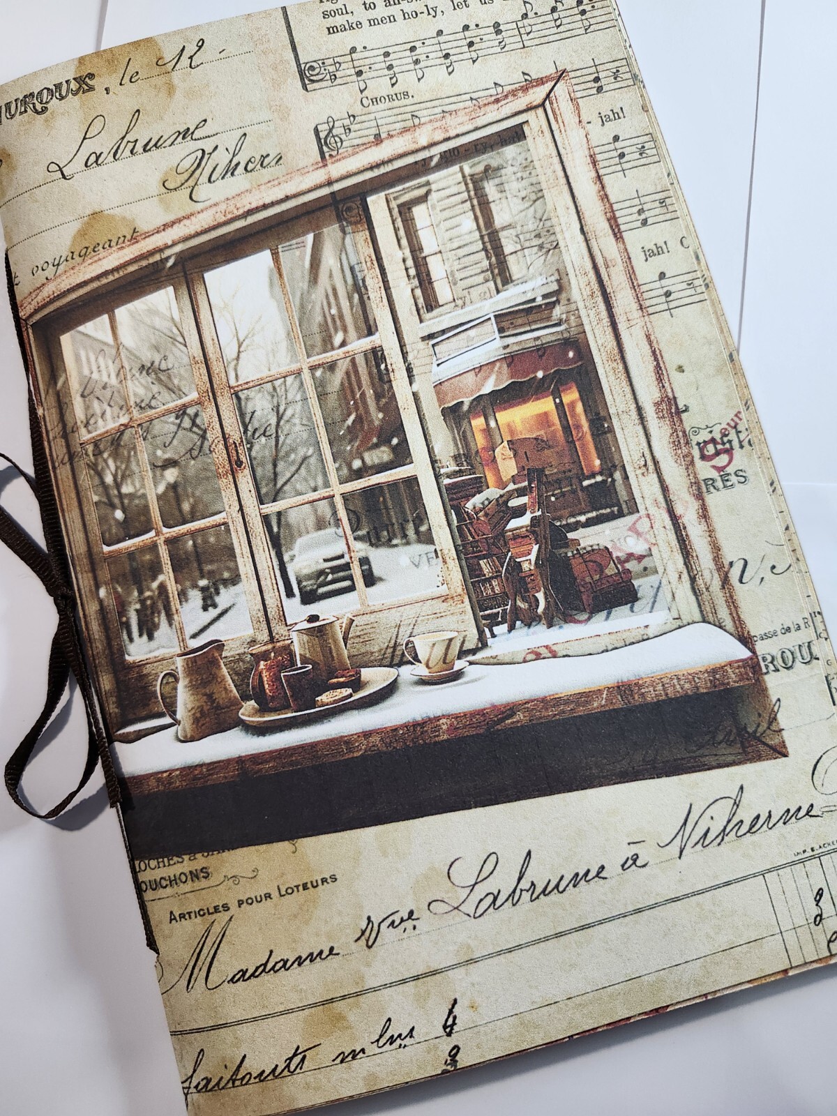 Junk Journal Booklet “COFFEE TIME” HANDMADE Cards, Pockets, Ephemera + more!
