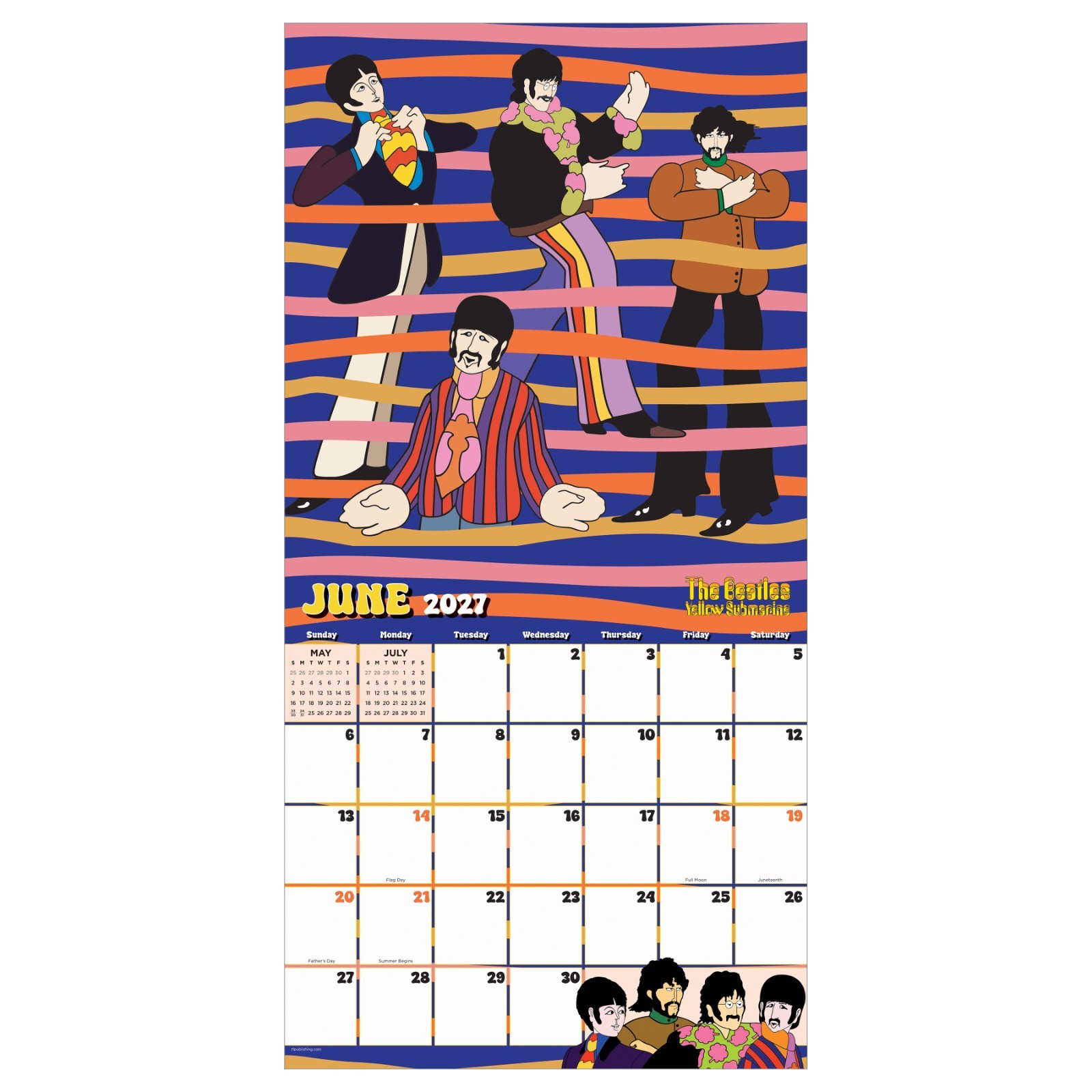 2027 The Beatles: Yellow Submarine Wall Calendar