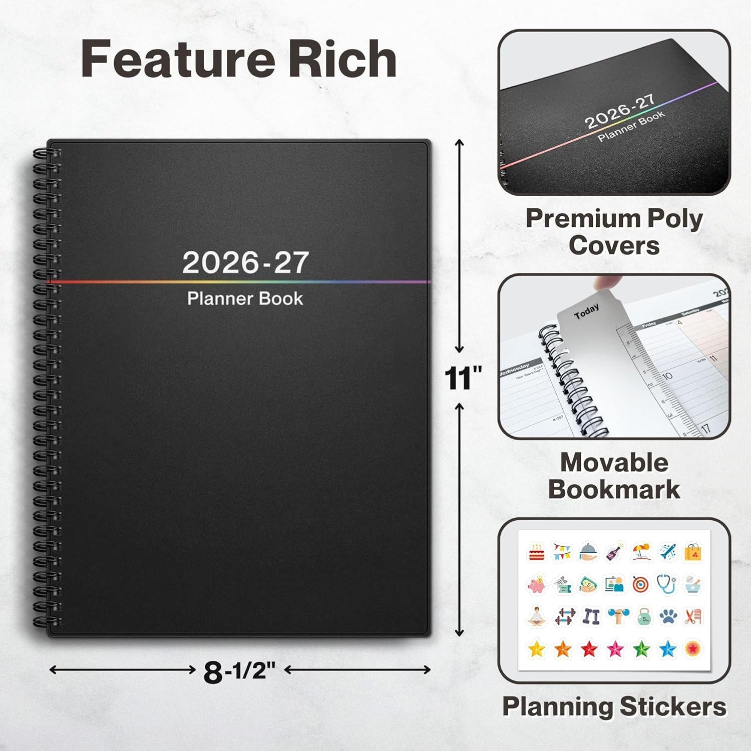 Planner 2026-2027 8.5×11, July 2026 to June 2027, Weekly and Monthly Academic…