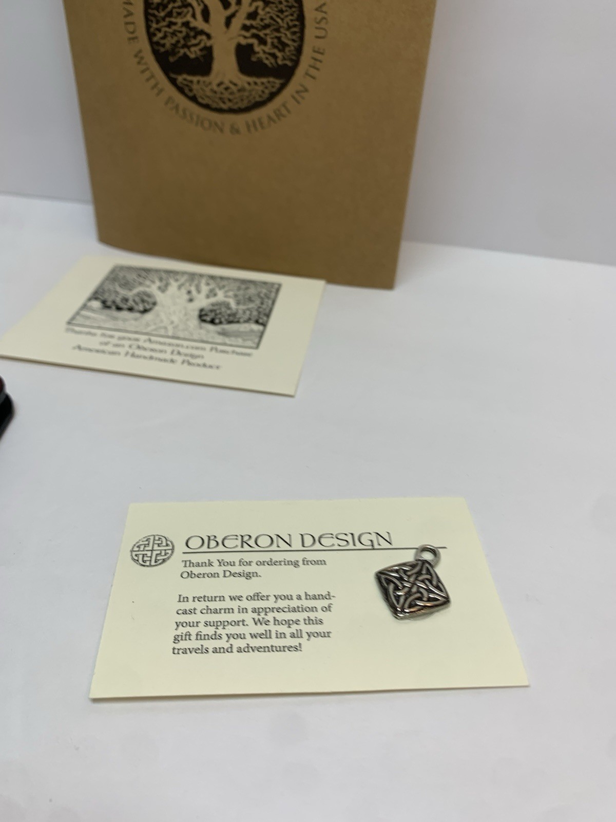 Oberon Design Celtic Hounds Leather Embossed Brown Journal Notebook Cover 4″x6″