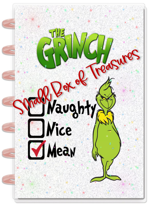 Naughty Nice Mean Grinch Xmas Front/Back Cover Set 4 use with MINI HAPPY Planner