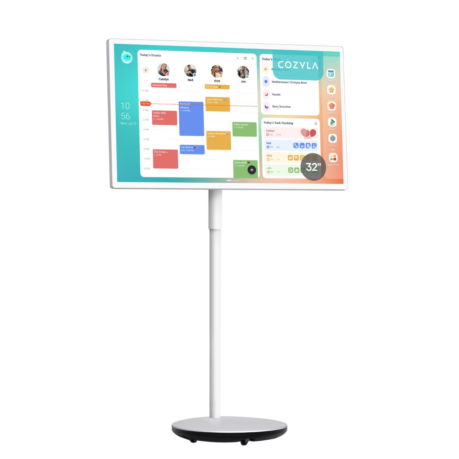 Cozyla Calendar Plus Go: 32″ Mobile Smart Digital Calendar, No Subscription