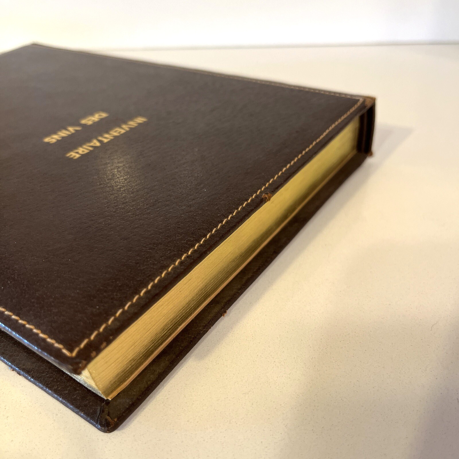 Italian Leather Wine Journal Inventaire Des Vins New Vintage-Gilt- Handsome Book