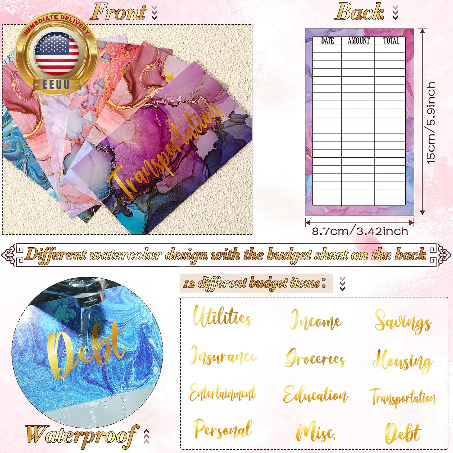 24 Pieces Budget Sheets Expense Tracker Sheets Budget Cash Envelopes A6 Pockets