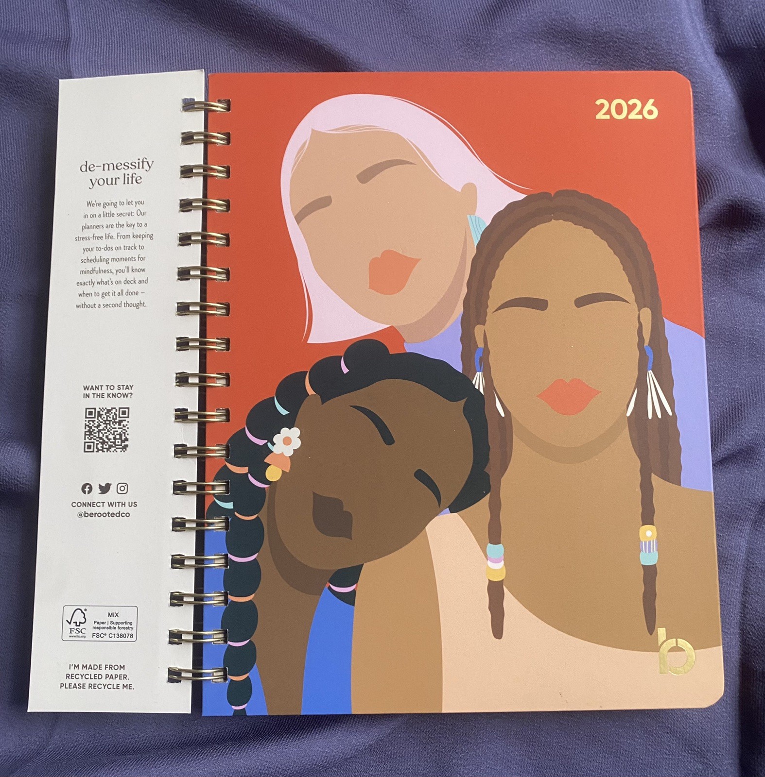 Be Rooted Yearly Planner 2026 7″x9″ 3 Girls Burnt Orange