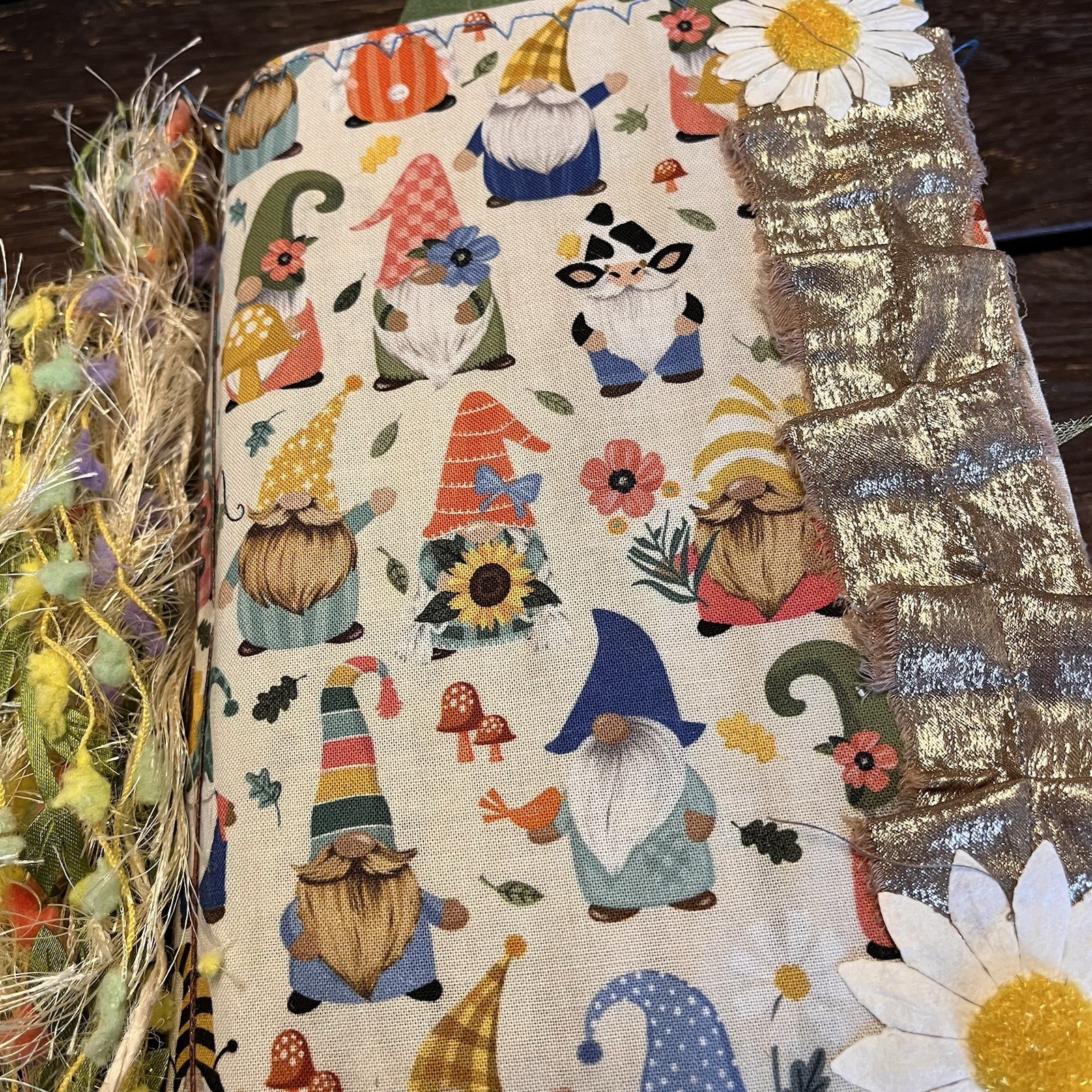 Gnome Sunflower Themed Junk Journal Woodland Nature Softcover 3 Signatures