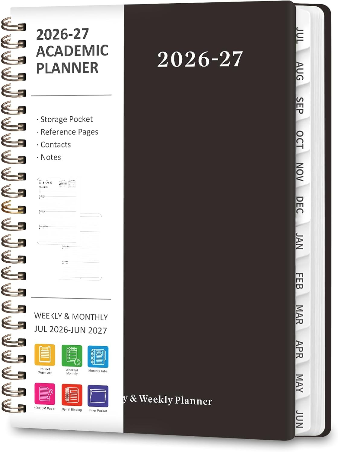 Planner 2026-2027, Weekly and Monthly Academic Year Calendar Planner, July 2026