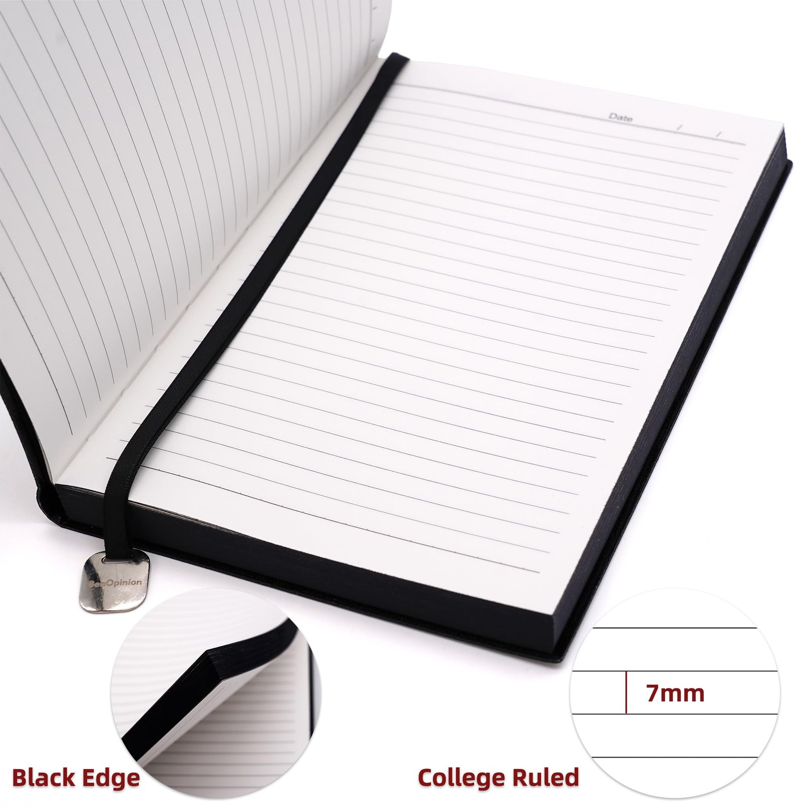 BenOpinion College Ruled Notebook Lined Journal – 100 Gsm 224 Pages Black