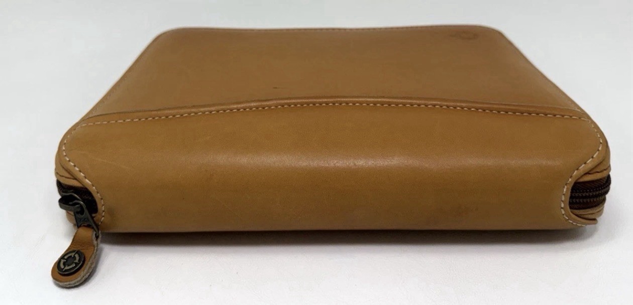 NEW VTG 1996 Franklin Covey SpaceMaker Tan Tobacco Leather Zip Planner 10×7 MINT